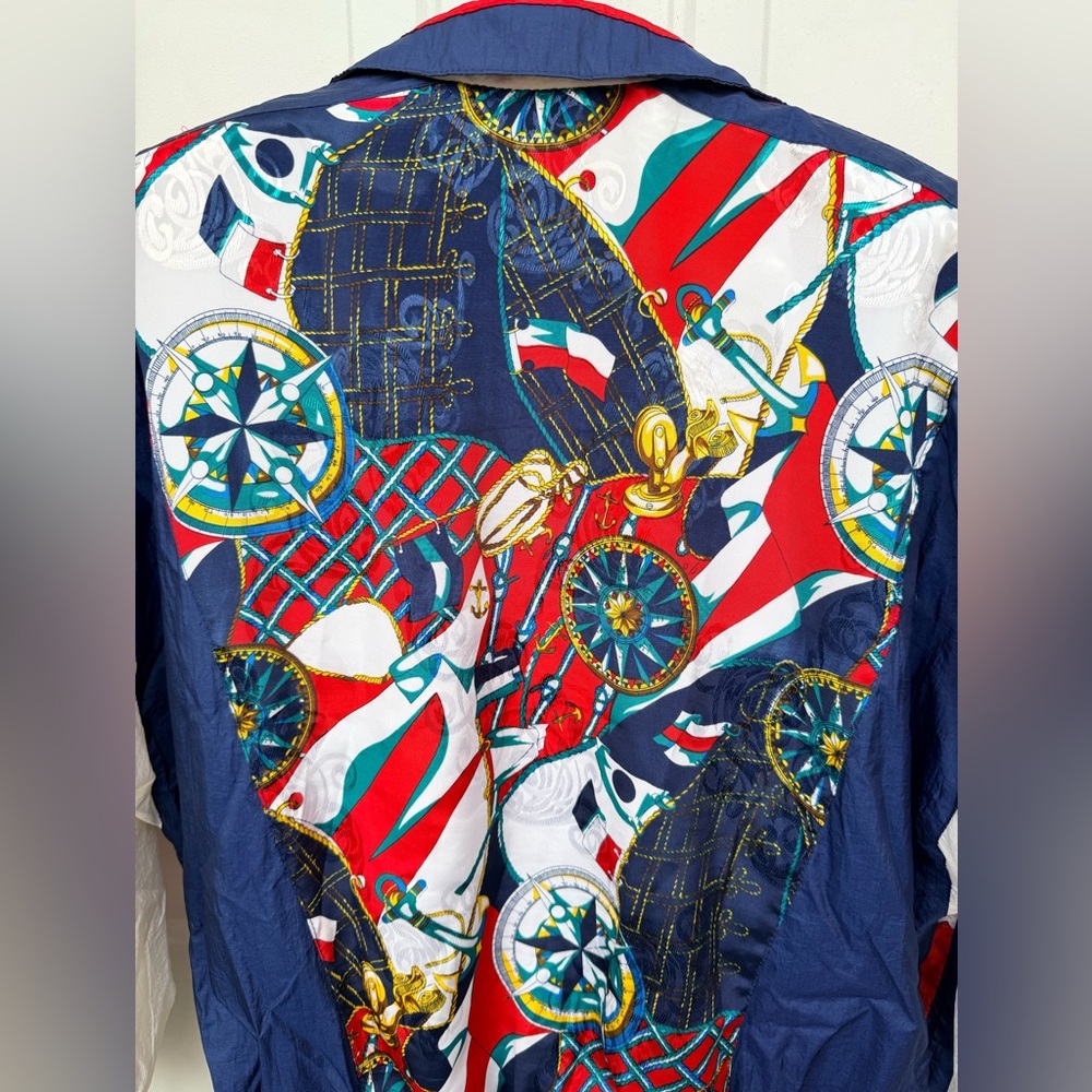 NWT Vintage 90s River Edge RE Sport Nautical Print Windbreaker Jacket Retro - Picture 11 of 16